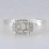 Men's Sterling Silver Semi Mount Ring Setting Square Emerald SQ 8x8mm - Syzjewelry